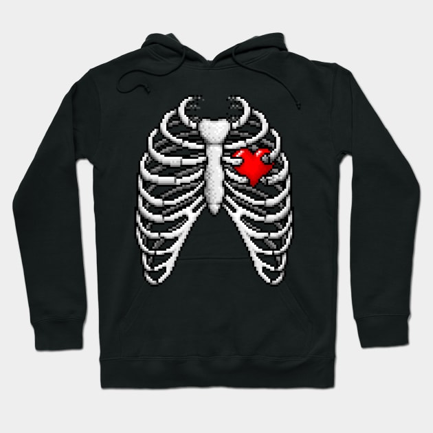 Retro at Heart - Pixel art ribcage Hoodie by GEEKsomniac